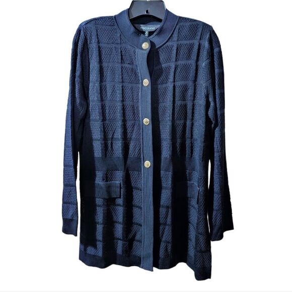 MING WANG Black Windowpane Jacket - Size  Small - Picture 1 of 9